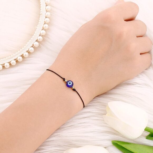 Evil Eye Bracelet Anklet Black Red String Lucky Protection Handmade Adjustable B - Picture 3 of 7